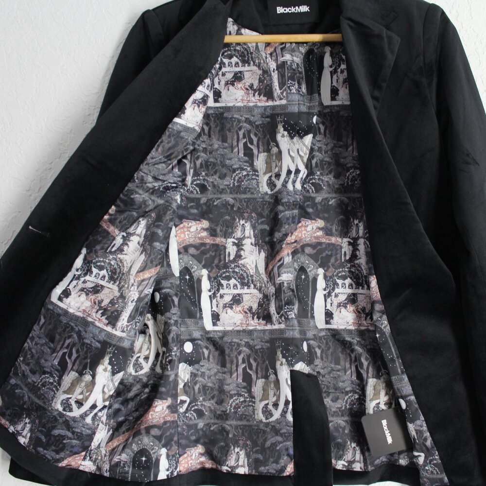 Blackmilk Black Velvet Nielsen Fairy Tales Blazer jacket art to wear XS 4/6 NWT - Picture 7 of 13
